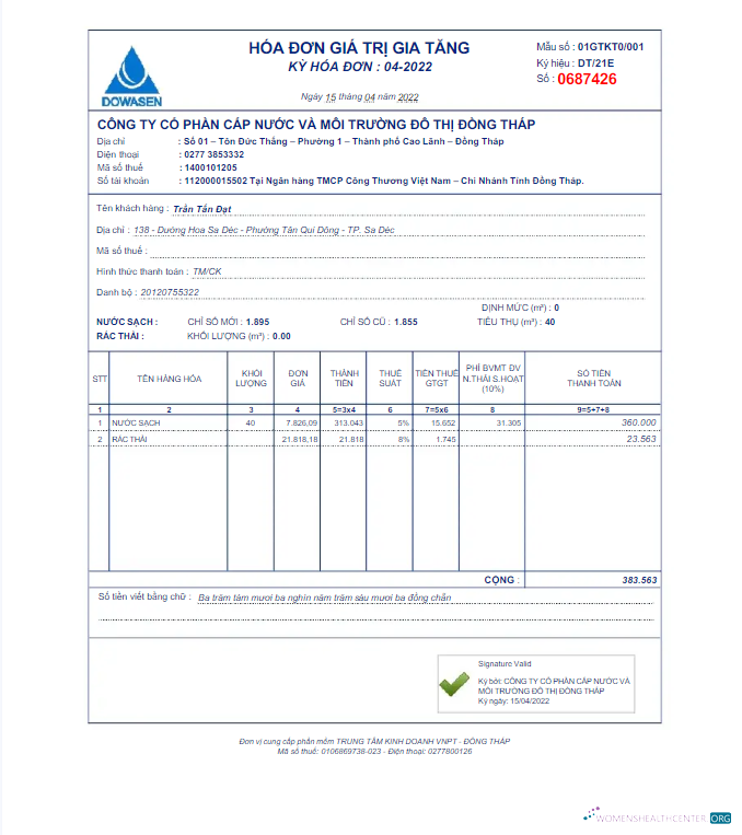 download download VIETNAM DOWASEN utility bill Word and PDF template PDF template PDF template